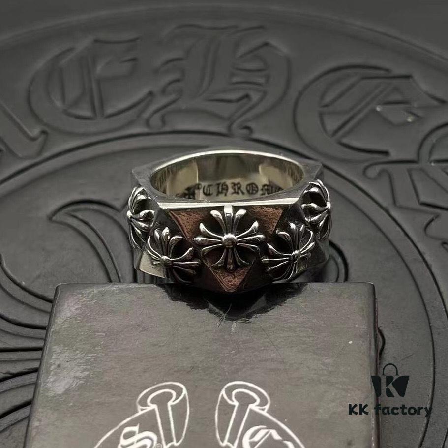 High-Grade Chrome Hearts Cut Corner Cross Ring