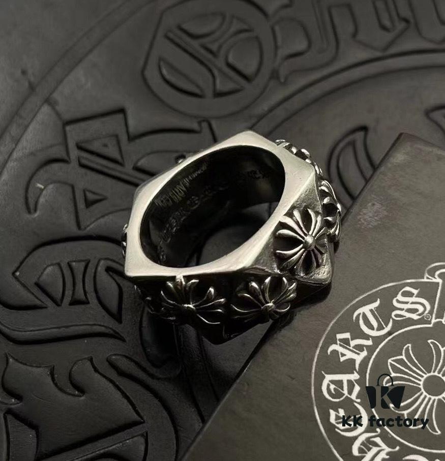 High-Grade Chrome Hearts Cut Corner Cross Ring