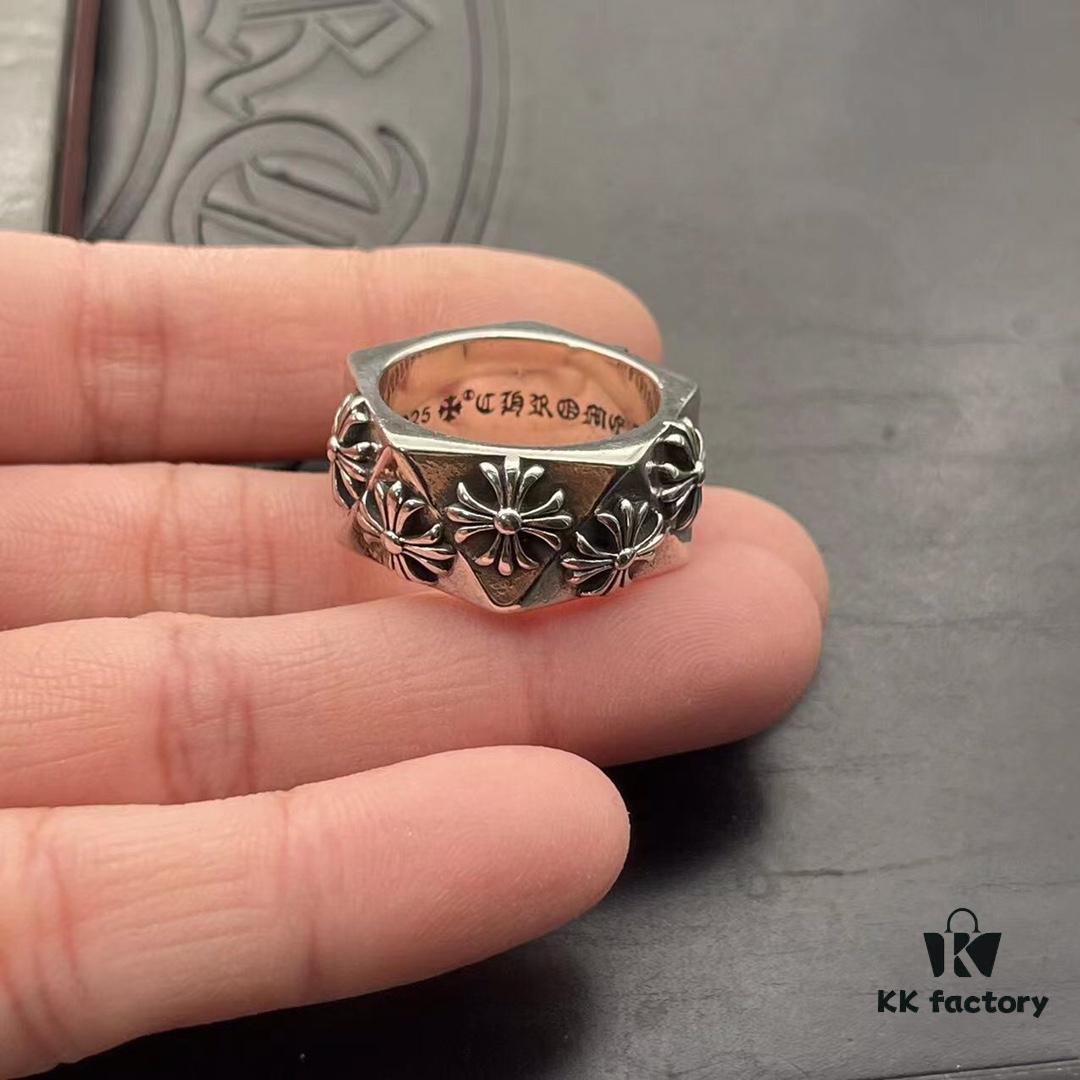 High-Grade Chrome Hearts Cut Corner Cross Ring