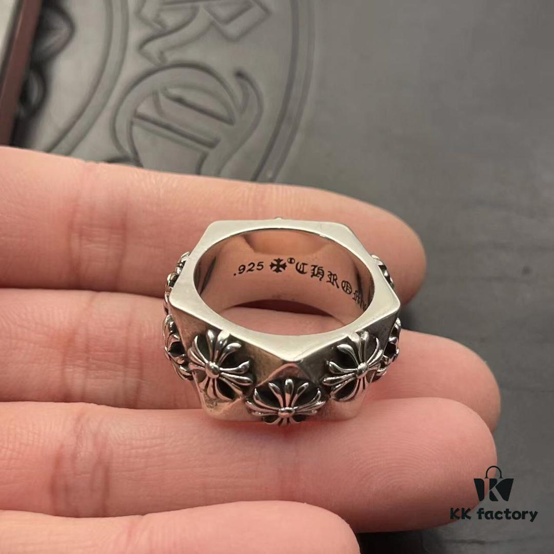 High-Grade Chrome Hearts Cut Corner Cross Ring
