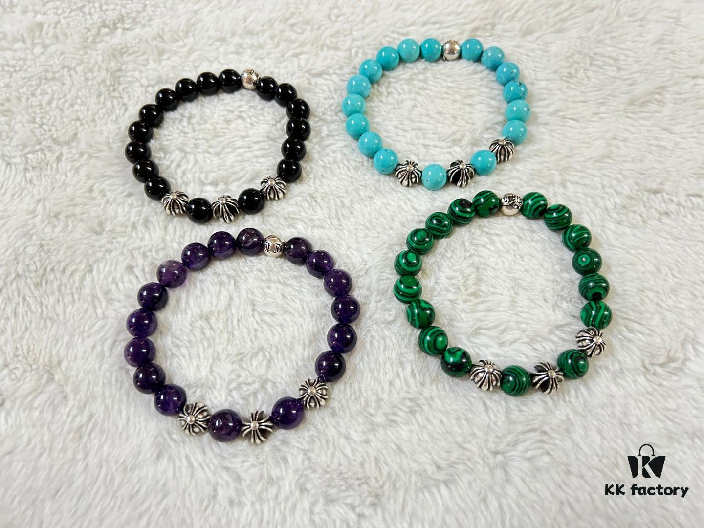 69300b6b12f62673a6fabc0c Chrome Hearts 4-Accessory 10mm Bead Bracelet, Full Color Range, Custom Length Available