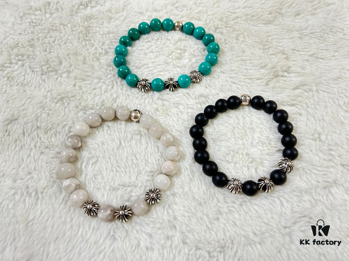 69300b6f12f62673a6fabc11 Chrome Hearts 4-Accessory 10mm Bead Bracelet, Full Color Range, Custom Length Available
