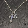 High-Version Chrome Hearts Blue Diamond Aged Double Cross Necklace, One Style Four Wears, The Pinnacle of Cross Necklaces, A Timeless Classic