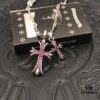 High-Version Chrome Hearts Pink Diamond Aged Double Cross Necklace, One Item with Four Chains, the Pinnacle of Cross Necklaces, a Timeless Classic