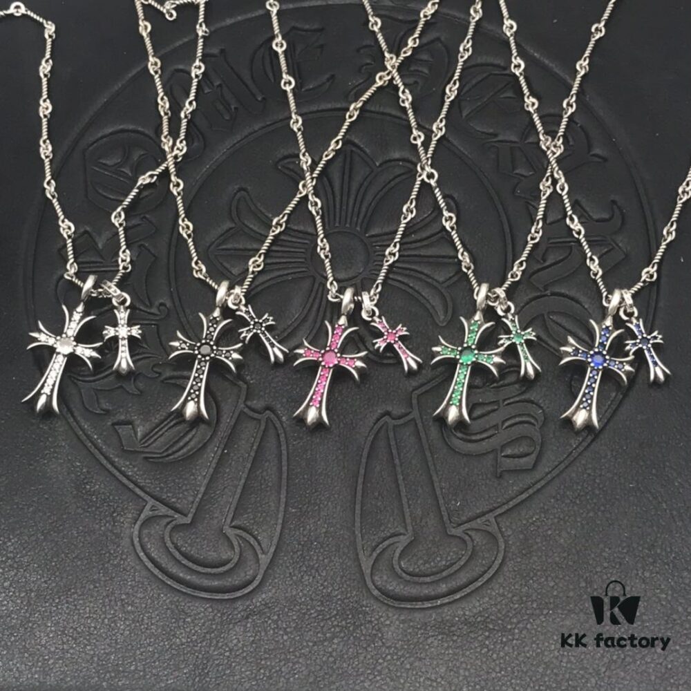 69300b8d12f62673a6fabc3c Chrome Hearts Double Cross Necklace Aged Style Series
