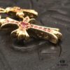 69300b9112f62673a6fabc43 High-End Chrome Hearts Pink Diamond Double Cross Necklace, Thick 22K Gold Plated, 50-70cm Adjustable Chain
