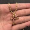 69300b9312f62673a6fabc45 High-End Chrome Hearts Pink Diamond Double Cross Necklace, Thick 22K Gold Plated, 50-70cm Adjustable Chain