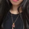 69300b9712f62673a6fabc4a High-End Chrome Hearts Pink Diamond Double Cross Necklace, Thick 22K Gold Plated, 50-70cm Adjustable Chain