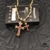 69300b9712f62673a6fabc4c High-End Chrome Hearts Pink Diamond Double Cross Necklace, Thick 22K Gold Plated, 50-70cm Adjustable Chain