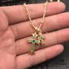 69300b9812f62673a6fabc4d High-Version Chrome Hearts Green Diamond Double Cross Necklace, Thick 22K Gold Plated, Distinct from Common 18K Gold Tone, 22K Offers a Rich Color Close to Pure Gold, One Necklace with Four Adjustable Chains, The Pinnacle of Cross Necklaces, A Timeless Classic