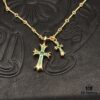 69300b9812f62673a6fabc50 High-Version Chrome Hearts Green Diamond Double Cross Necklace, Thick 22K Gold Plated, Distinct from Common 18K Gold Tone, 22K Offers a Rich Color Close to Pure Gold, One Necklace with Four Adjustable Chains, The Pinnacle of Cross Necklaces, A Timeless Classic