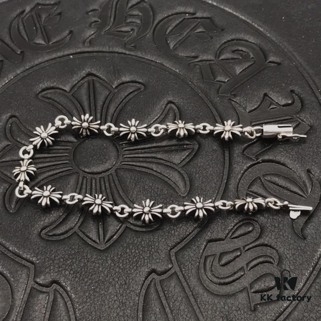 High-Grade Chrome Hearts Diamond-Paved Fine Cross Bracelet, Authentic Buckle Design, Original 14K Gold Engraved Insert, Unisex Wear, Sizes 17-18-19 Available