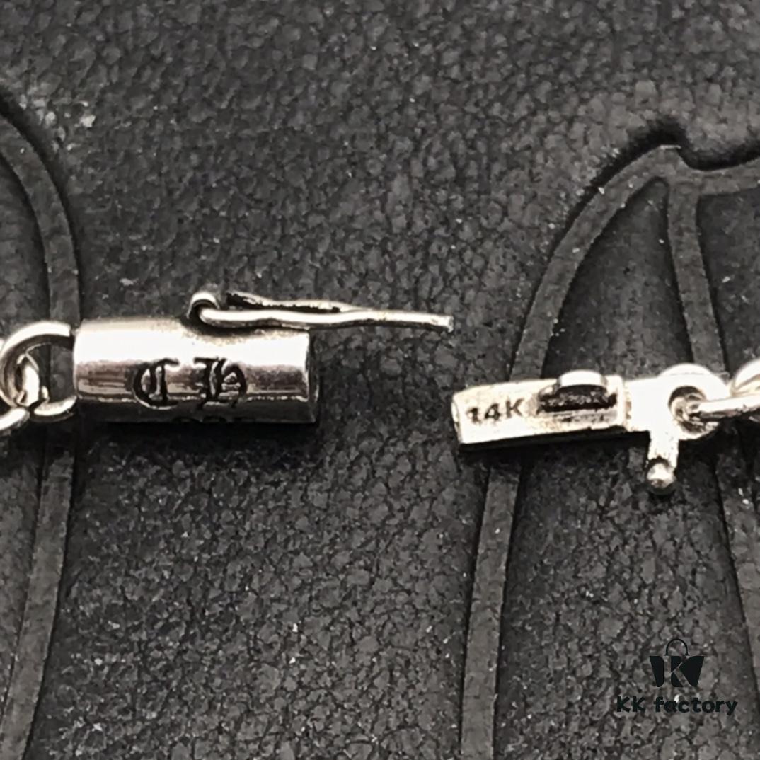 High-Version Chrome Hearts Plain Cross Wristband without Stones, Authentic Buckle Design with Original 14K Engraved Inlay, Unisex Bracelet, Available in Sizes 17-18-19