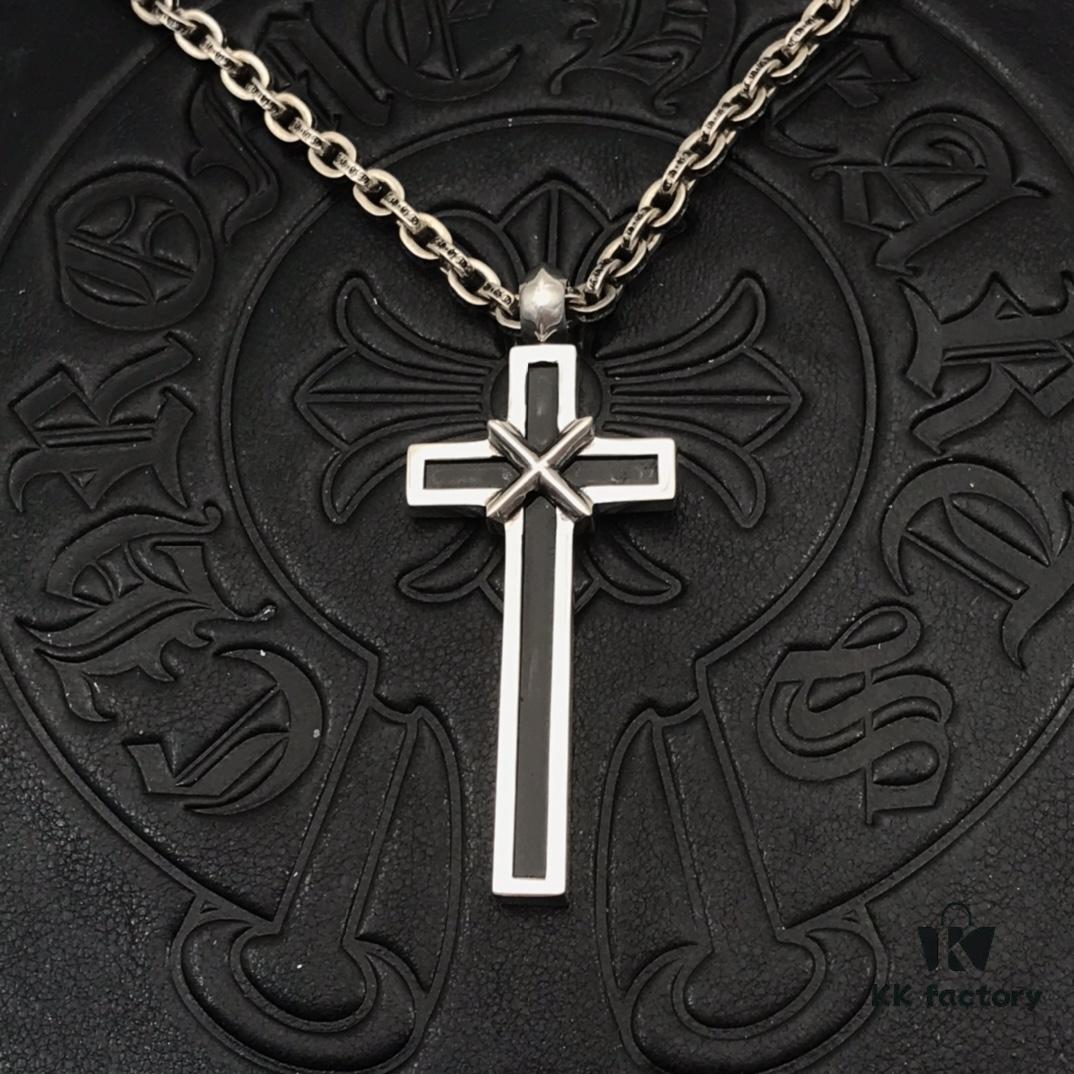 High-Version Chrome Hearts Maple Thor M Collaboration Large Cross Pendant Necklace with Letter Chain, Available in 50-70cm Length