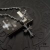 69300ba912f62673a6fabc6c High-Version Chrome Hearts Diamond-Inlaid Cross Necklace, Integrated Chain Set, Reversible Design with One Side Diamond-Inlaid and the Other Plain, 60cm Length, Clear Engraving and Precise Details, Original Buckle