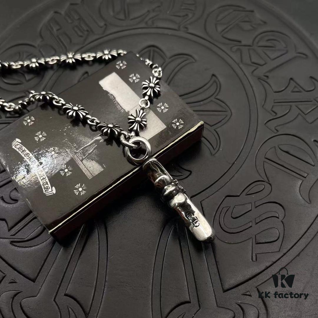 69300baa12f62673a6fabc6e High-Version Chrome Hearts Diamond-Inlaid Cross Necklace, Integrated Chain Set, Reversible Design with One Side Diamond-Inlaid and the Other Plain, 60cm Length, Clear Engraving and Precise Details, Original Buckle