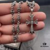 69300bad12f62673a6fabc72 High-Version Chrome Hearts Diamond-Inlaid Cross Necklace, Integrated Chain Set, Reversible Design with One Side Diamond-Inlaid and the Other Plain, 60cm Length, Clear Engraving and Precise Details, Original Buckle