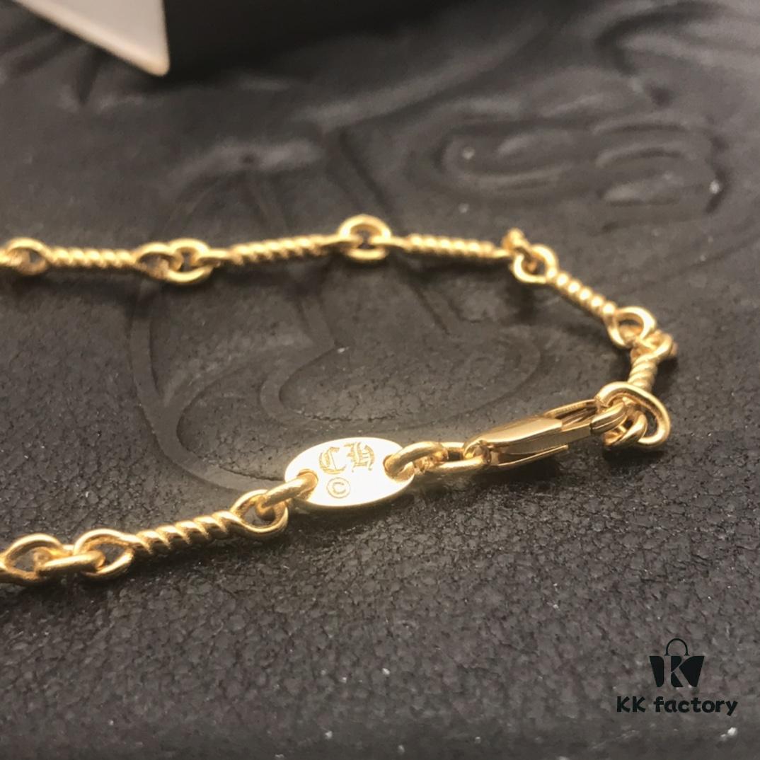 69300bb212f62673a6fabc7b High-Version Chrome Hearts White Diamond Double Cross Necklace, Thick 22K Gold Plated, 50-70cm Adjustable Chain