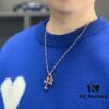 69300bb612f62673a6fabc82 High-Version Chrome Hearts Blue Diamond Double Cross Necklace, Thick 22K Gold Plated, 50-70cm Adjustable Chain