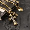 69300bb612f62673a6fabc83 High-Version Chrome Hearts Blue Diamond Double Cross Necklace, Thick 22K Gold Plated, 50-70cm Adjustable Chain