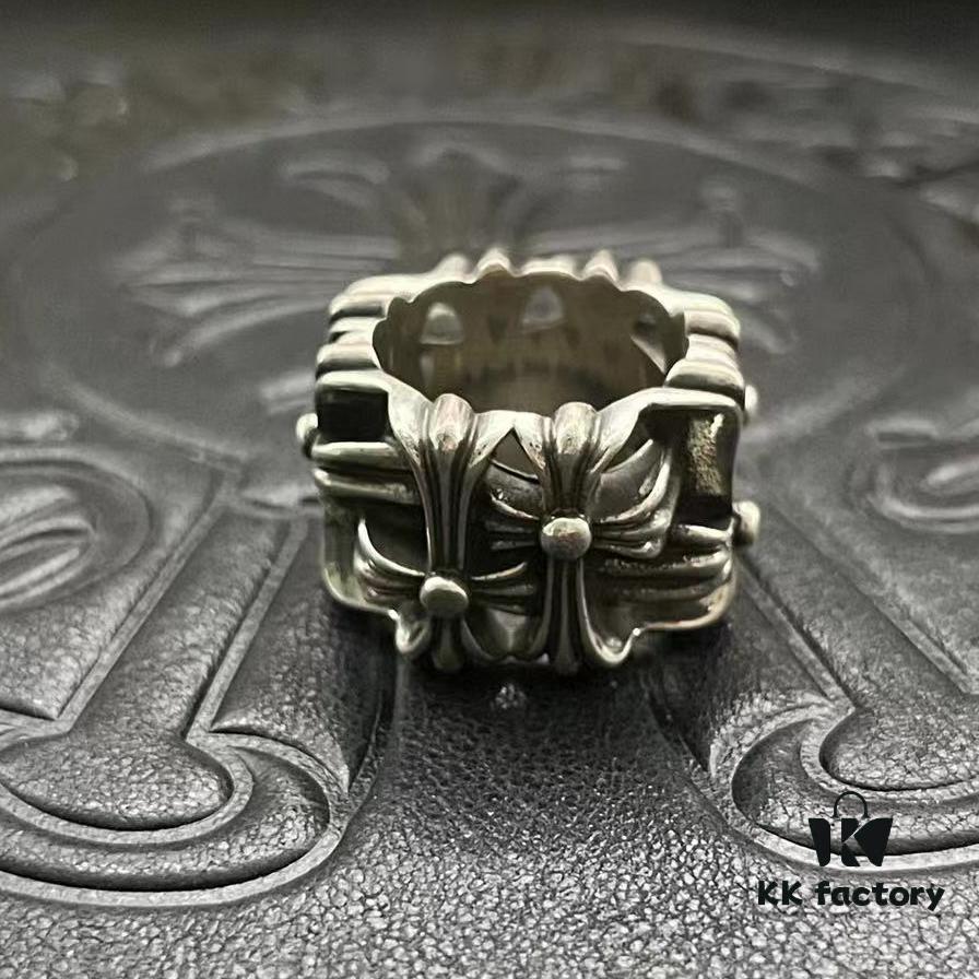 CHROME HEARTS High-Quality Crossbones Square Skull Ring