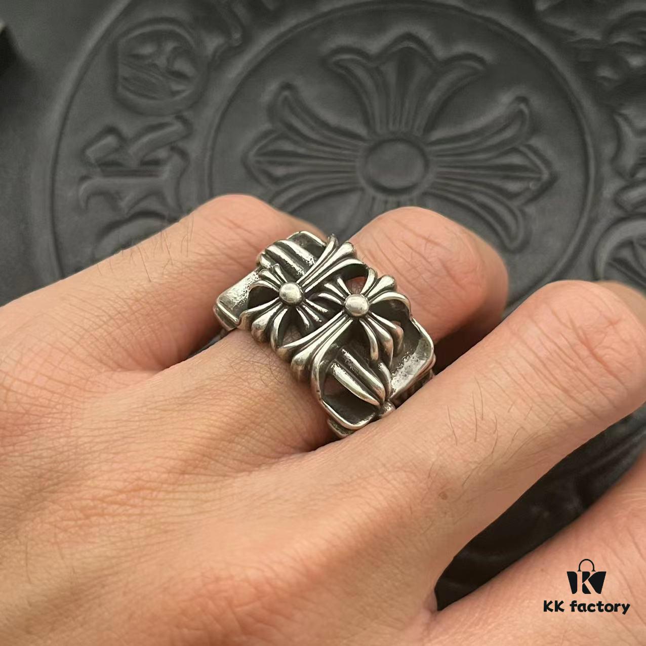 CHROME HEARTS High-Quality Crossbones Square Skull Ring