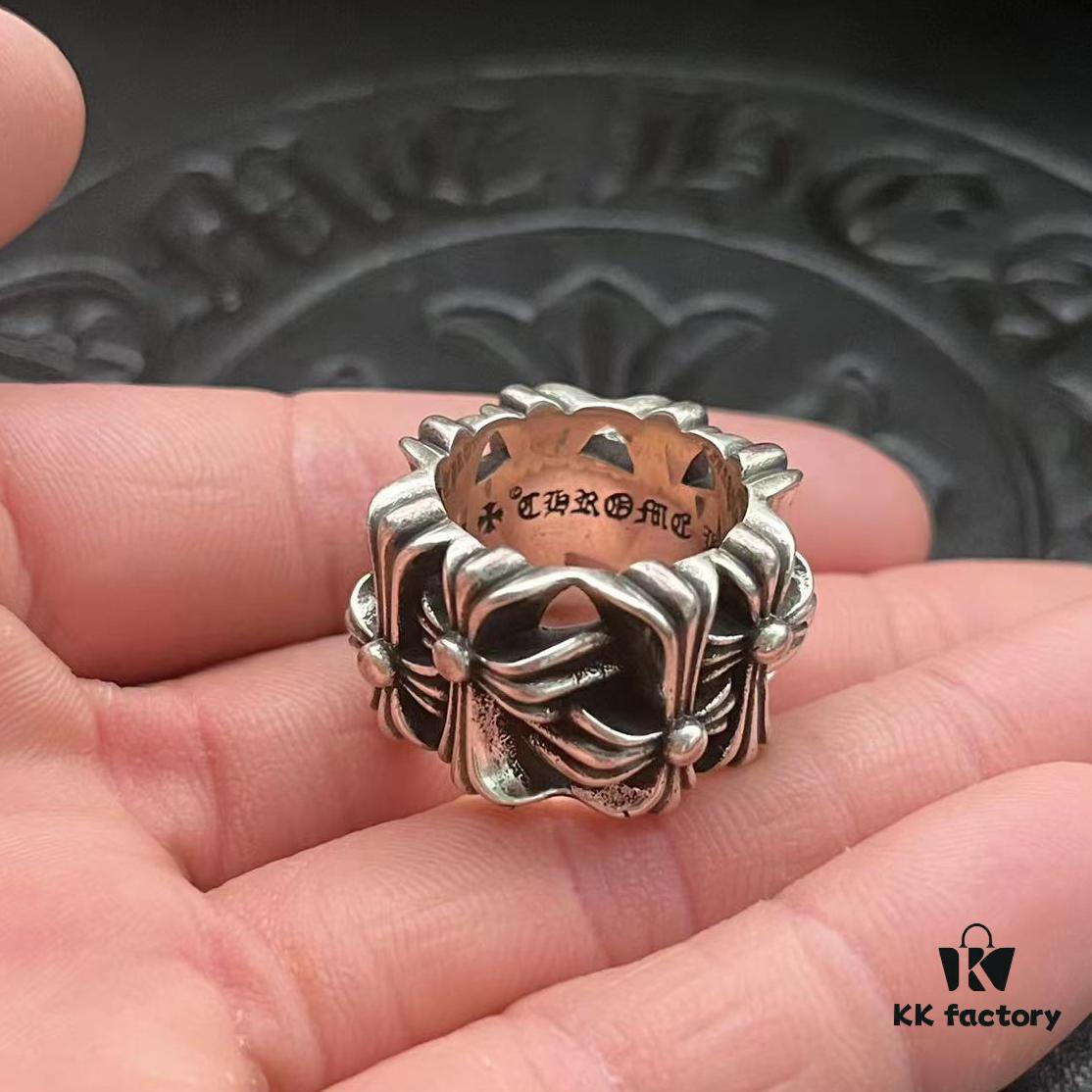CHROME HEARTS High-Quality Crossbones Square Skull Ring