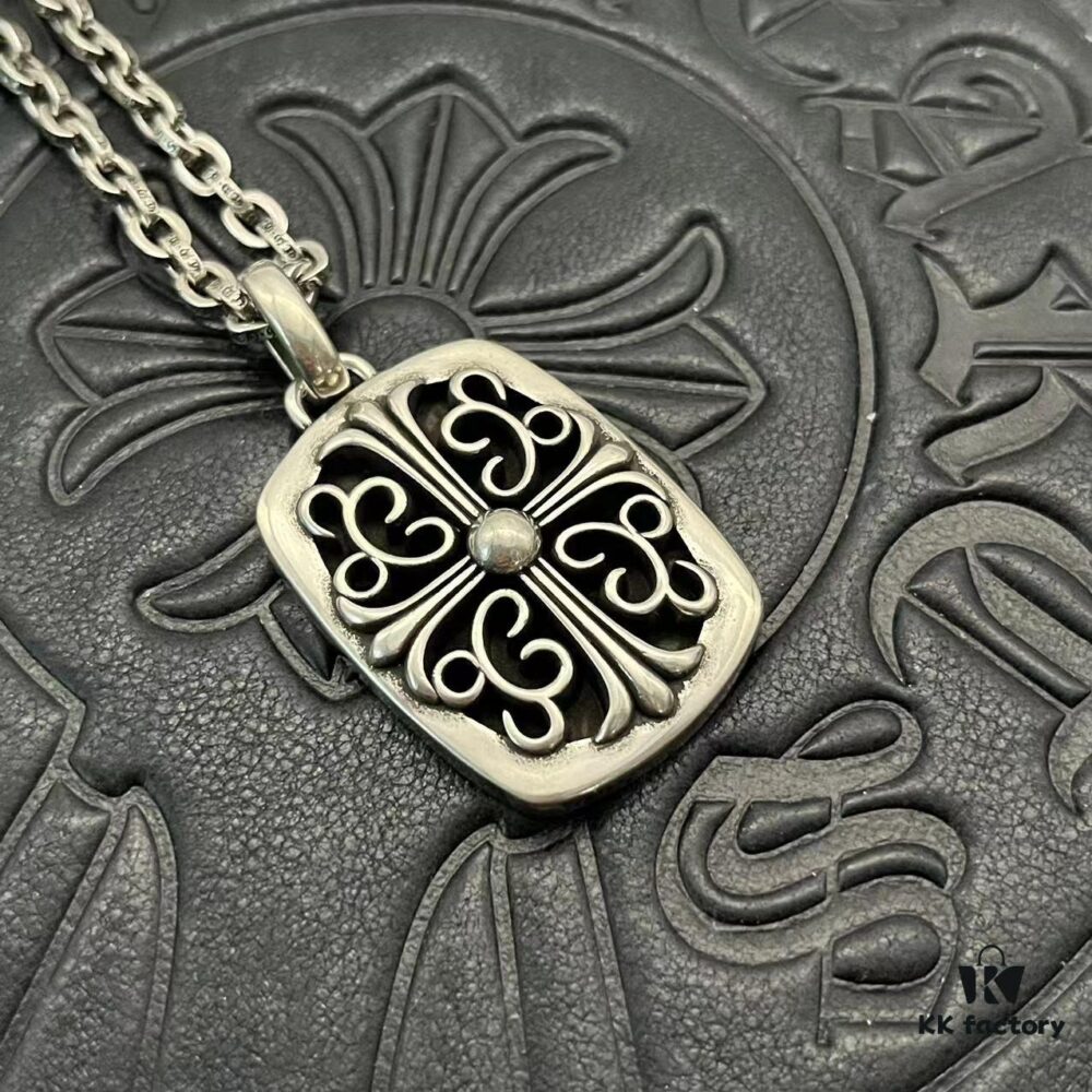 69300c1412f62673a6fabd01 CHROME HEARTS High-Quality Cross with Vine Motif Pendant Necklace, Size: 60CM