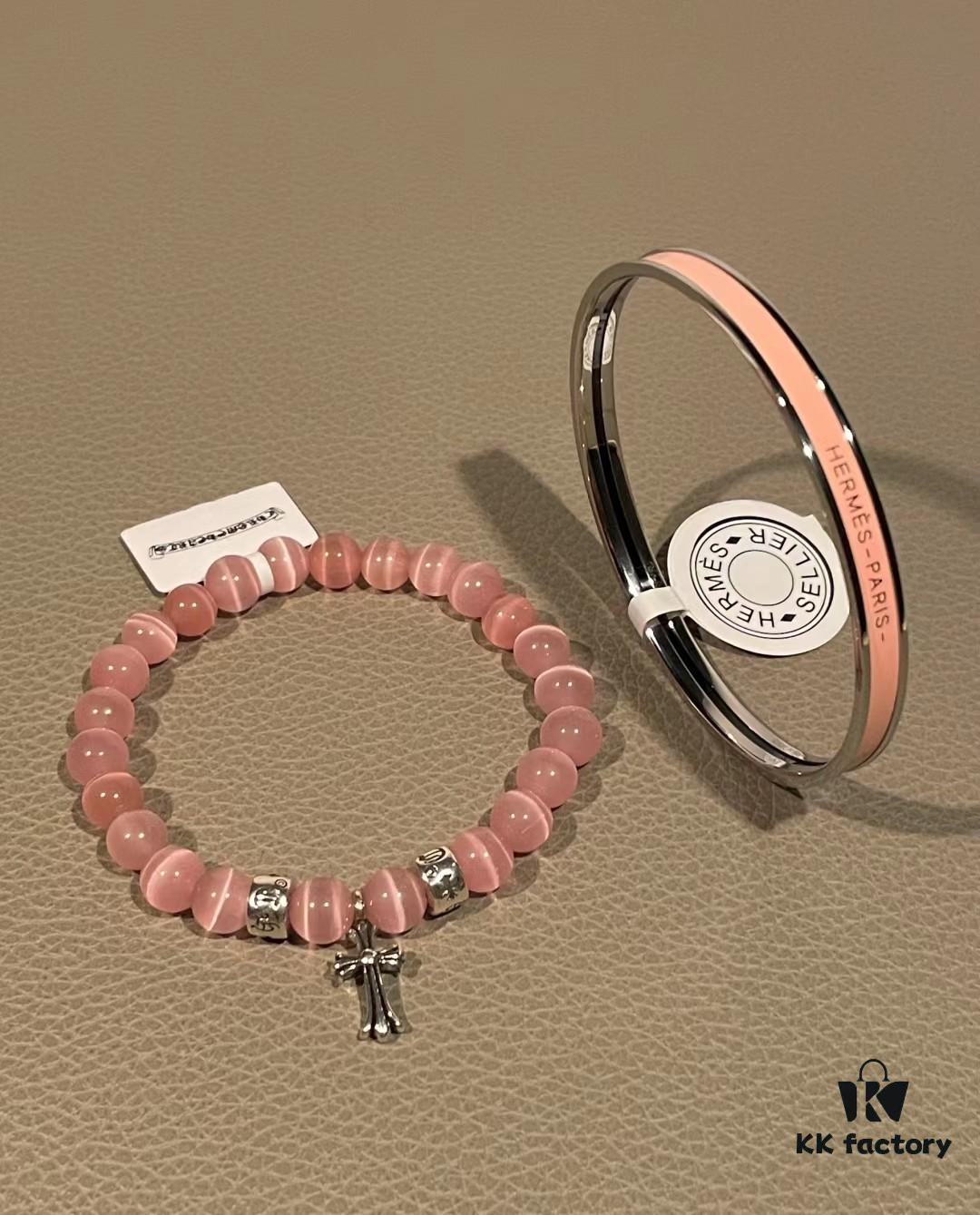 69300c2512f62673a6fabd14 Cute Chrome Heart Cat's Eye Bracelet and Hermes Enamel Bangle