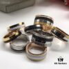 69300c3312f62673a6fabd2b Boucheron Quatre Radiant Series Rotating Ring with Four Rows of Brilliant Diamonds, Ribbon-Line Engraving, and Black Ceramic Diamond Pattern