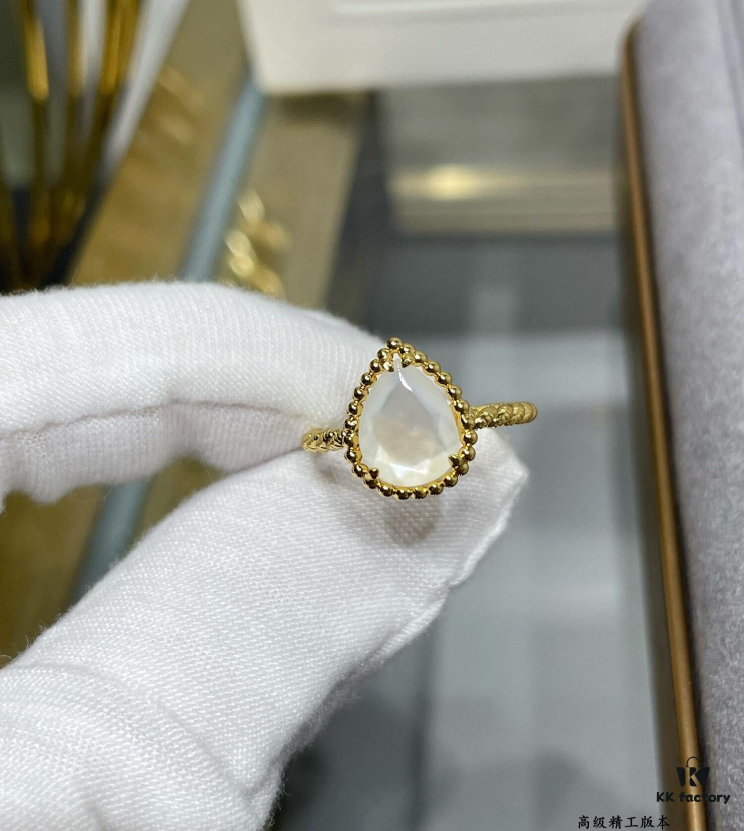Boucheron Single Mother-of-Pearl Drop Ring, Bohemian Inspiration