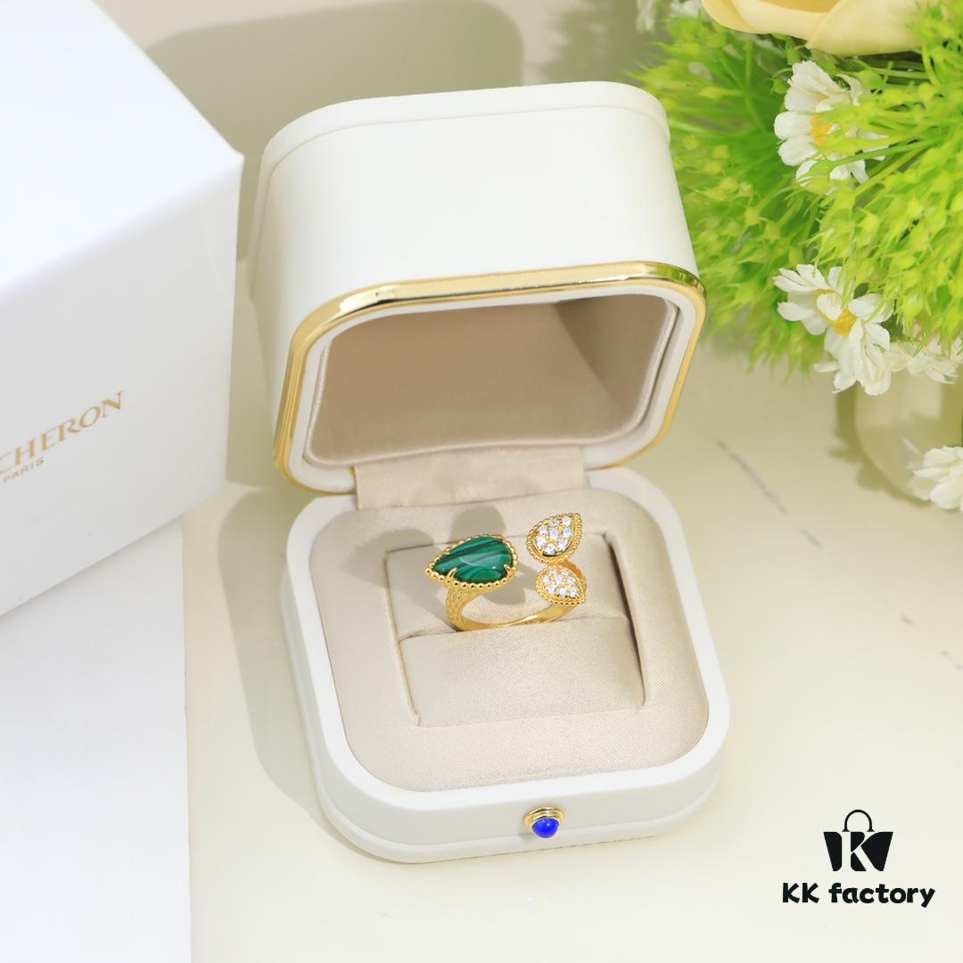 69300c6812f62673a6fabd85 Boucheron Goutte Ring 💧 SERPENT BOHÈME Ring 💍 Classic and Modern, Diamond-Paved Drop Design with Delicate Yellow Gold Pearl Surround, Contemporary Aesthetic, Thick Gold Plating, Branded Boucheron Open-Ring Design, One Size Fits All, Exquisitely Beautiful to Wear 👼
