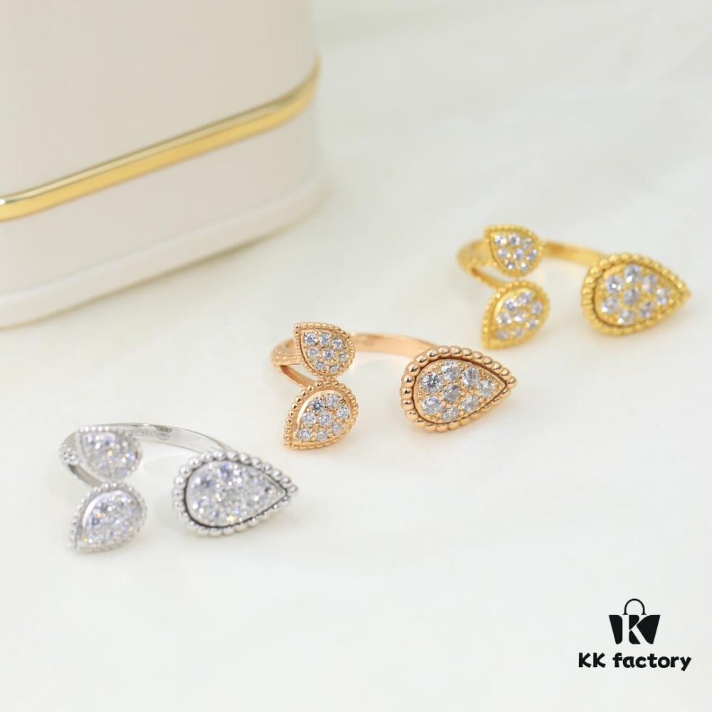 69300c6912f62673a6fabd86 Boucheron Goutte Ring 💧 SERPENT BOHÈME Ring 💍 Classic and Modern, Diamond-Paved Drop Design with Delicate Yellow Gold Pearl Surround, Contemporary Aesthetic, Thick Gold Plating, Branded Boucheron Open Ring, One Size Fits All, Exquisitely Beautiful to Wear 👼
