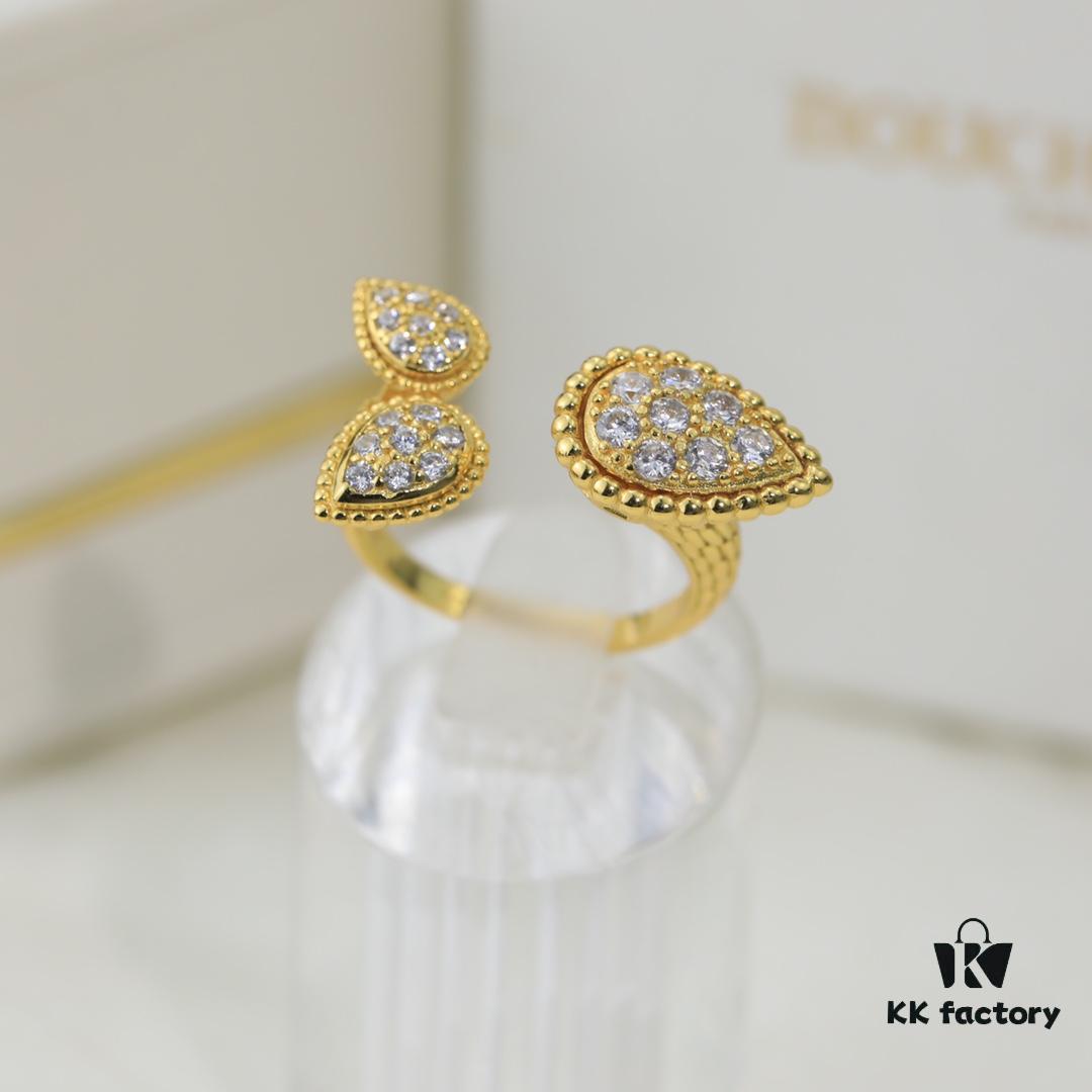 69300c6a12f62673a6fabd89 Boucheron Goutte Ring 💧 SERPENT BOHÈME Ring 💍 Classic and Modern, Diamond-Paved Drop Design with Delicate Yellow Gold Pearl Surround, Contemporary Aesthetic, Thick Gold Plating, Branded Boucheron Open Ring, One Size Fits All, Exquisitely Beautiful to Wear 👼