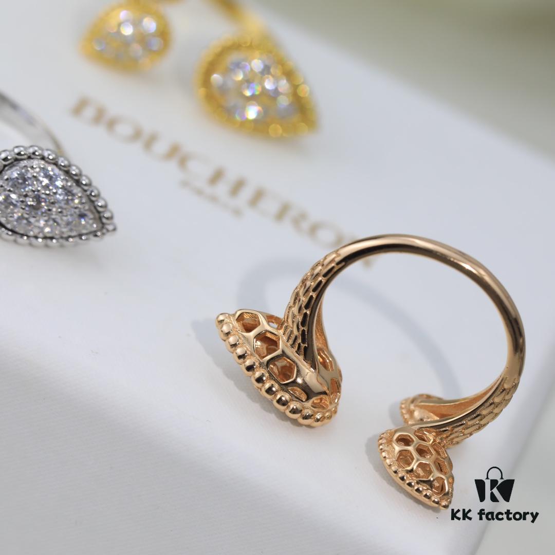 69300c6b12f62673a6fabd8b Boucheron Goutte Ring 💧 SERPENT BOHÈME Ring 💍 Classic and Modern, Diamond-Paved Drop Design with Delicate Yellow Gold Pearl Surround, Contemporary Aesthetic, Thick Gold Plating, Branded Boucheron Open Ring, One Size Fits All, Exquisitely Beautiful to Wear 👼