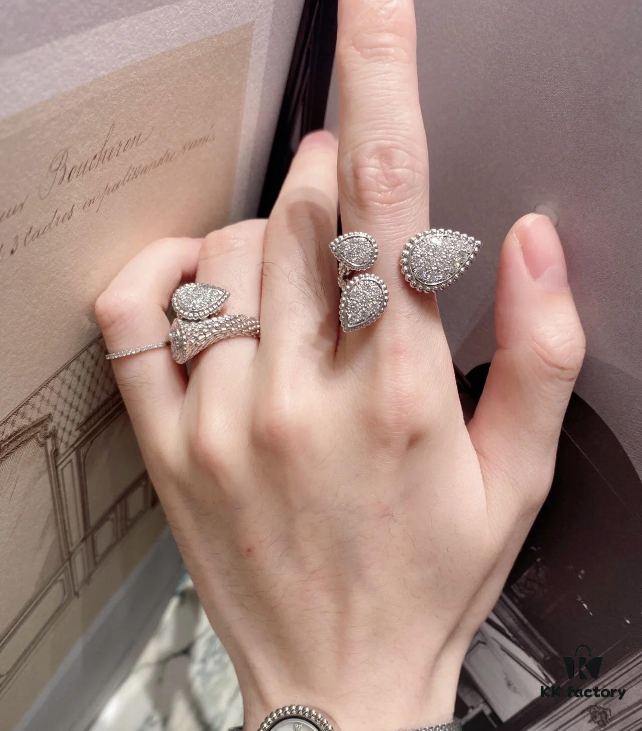 69300c6c12f62673a6fabd8e Boucheron Goutte Ring 💧 SERPENT BOHÈME Ring 💍 Classic and Modern, Diamond-Paved Drop Design with Delicate Yellow Gold Pearl Surround, Contemporary Aesthetic, Thick Gold Plating, Branded Boucheron Open Ring, One Size Fits All, Exquisitely Beautiful to Wear 👼