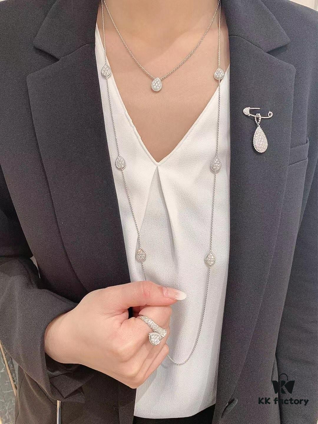 69300c7112f62673a6fabd9a Boucheron Goutte de Rose Necklace 💧 SERPENT BOHÈME Necklace. Classic and modern, featuring a teardrop-shaped pendant embellished with pave diamonds, surrounded by delicate yellow gold beads, embodying contemporary aesthetics. Thick gold plating, logo-engraved Boucheron necklace, adjustable length 45cm for a stunning fit 👼