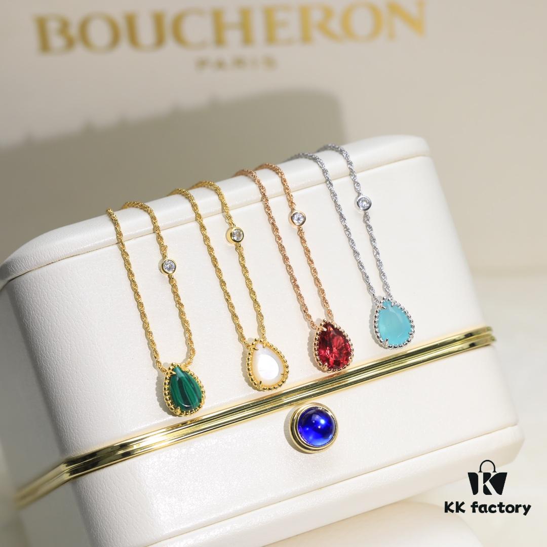 69300c7812f62673a6fabdab Boucheron Goutte de Ressac Necklace 💧 SERPENT BOHÈME Collection. Timeless and modern, featuring a droplet-shaped design embellished with pave diamonds, perfectly aligned with contemporary aesthetics. Logo-engraved Boucheron necklace, 45cm length with adjustable chain for an elegant fit 👼. Petite droplet necklace. Brand story: the water droplet symbolizes 'For the one I love most.'
