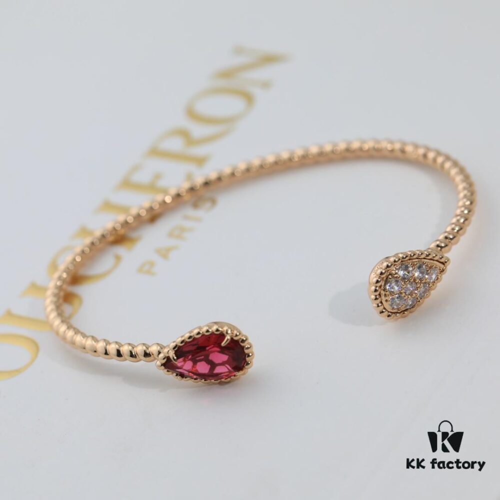 Boucheron Goutte Bracelet 💧 SERPENT BOHÈME Classic and Modern, Diamond-Set Droplet Design with Delicate Yellow Gold Pearls, Thick Gold Plating, Logo-Embossed Boucheron Bracelet, Simple and Elegant Square Shape, Exquisite Wearing Effect 👼 The Droplet Collection Symbolizes Love for the Dearest