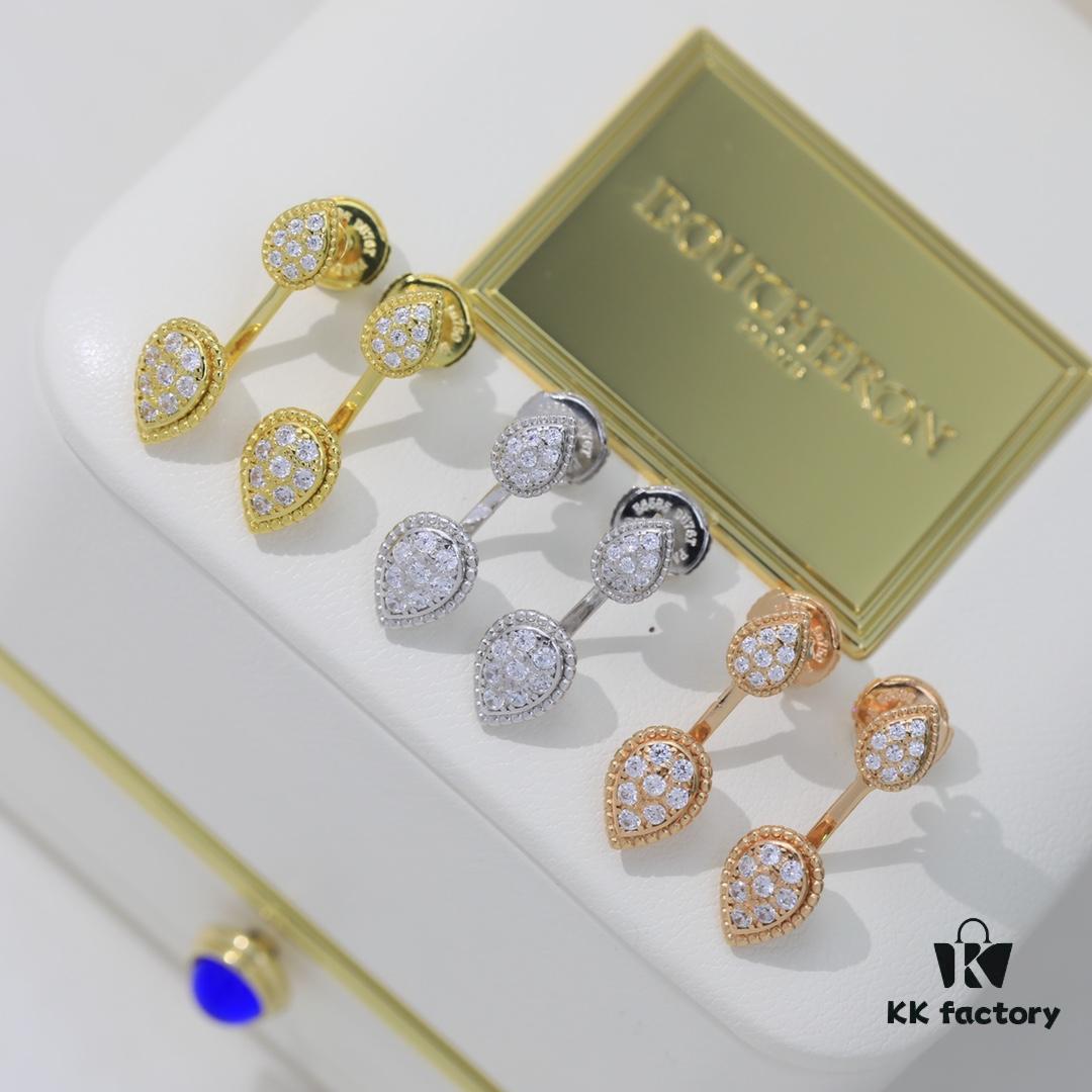 69300c8d12f62673a6fabdda Boucheron Goutte D'eau Earrings ☀️ SERPENT BOHÈME Drop Stud Earrings with Diamonds and Yellow Gold