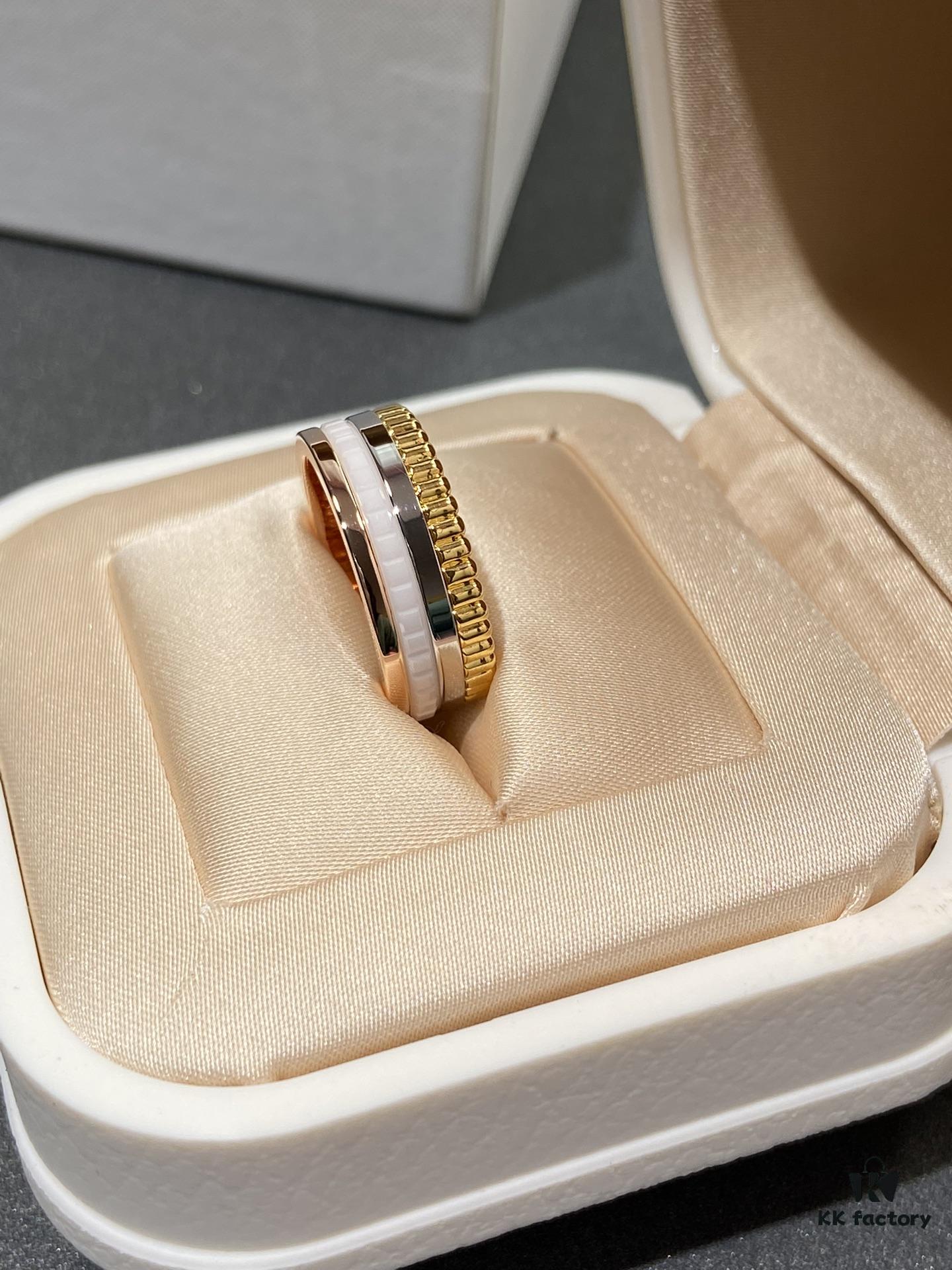 69300c9b12f62673a6fabdf6 White Ceramic + Rose Gold + White Gold Two-Tone Boucheron Wedding Bands