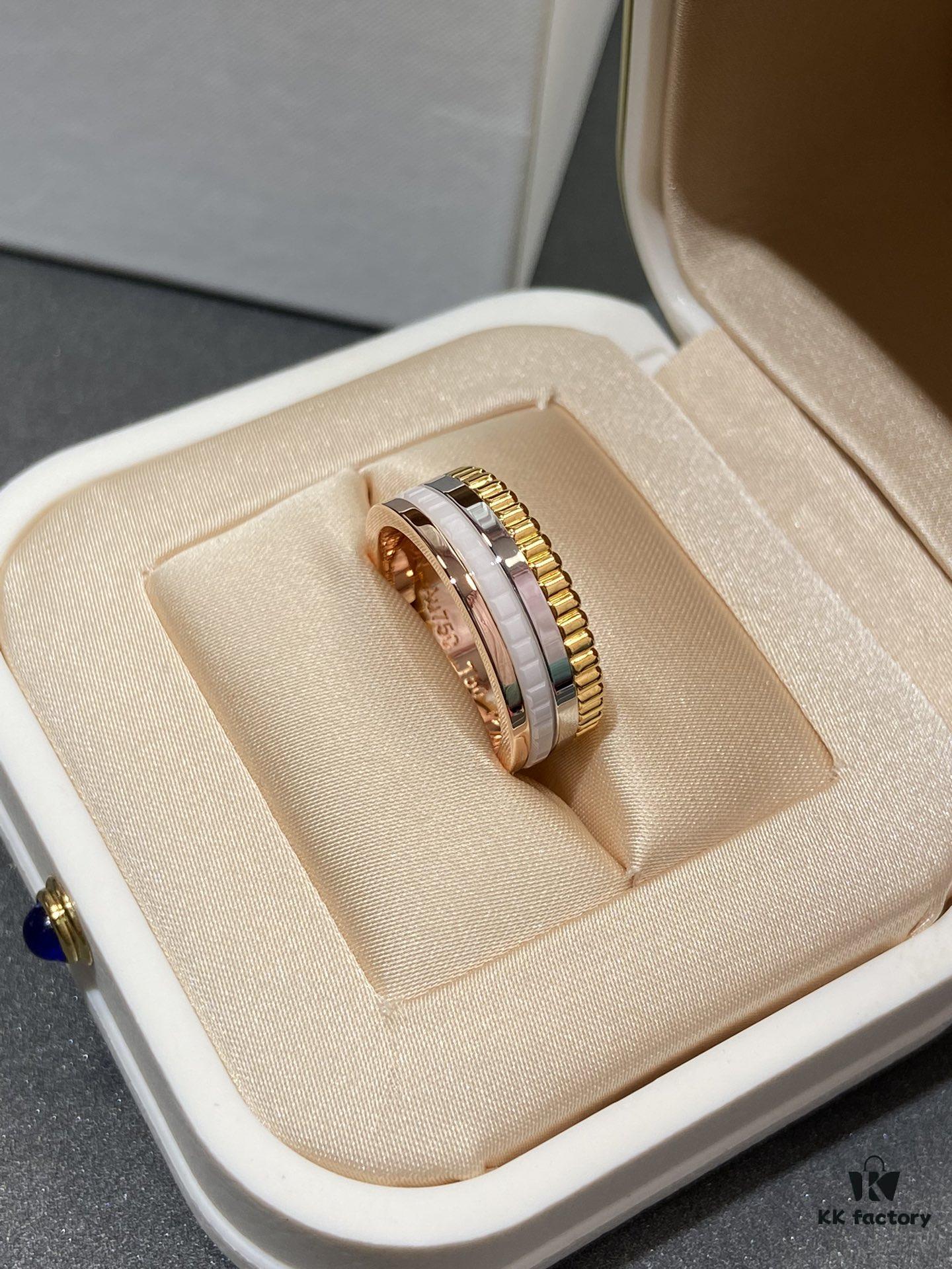 69300c9d12f62673a6fabdfa White Ceramic + Rose Gold + White Gold Two-Tone Boucheron Wedding Bands