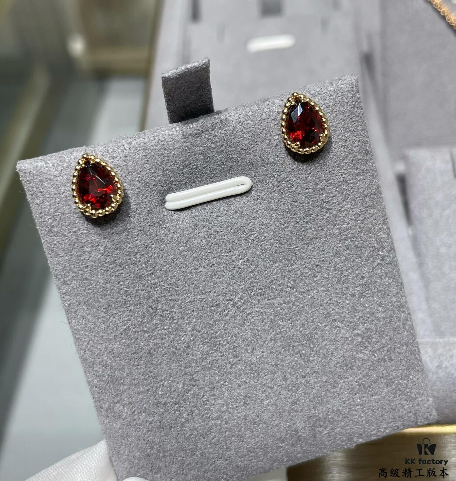 Boucheron Rose Garnet Single Teardrop Earrings, Bohemian Teardrop Inspired by 'Love and Protection'