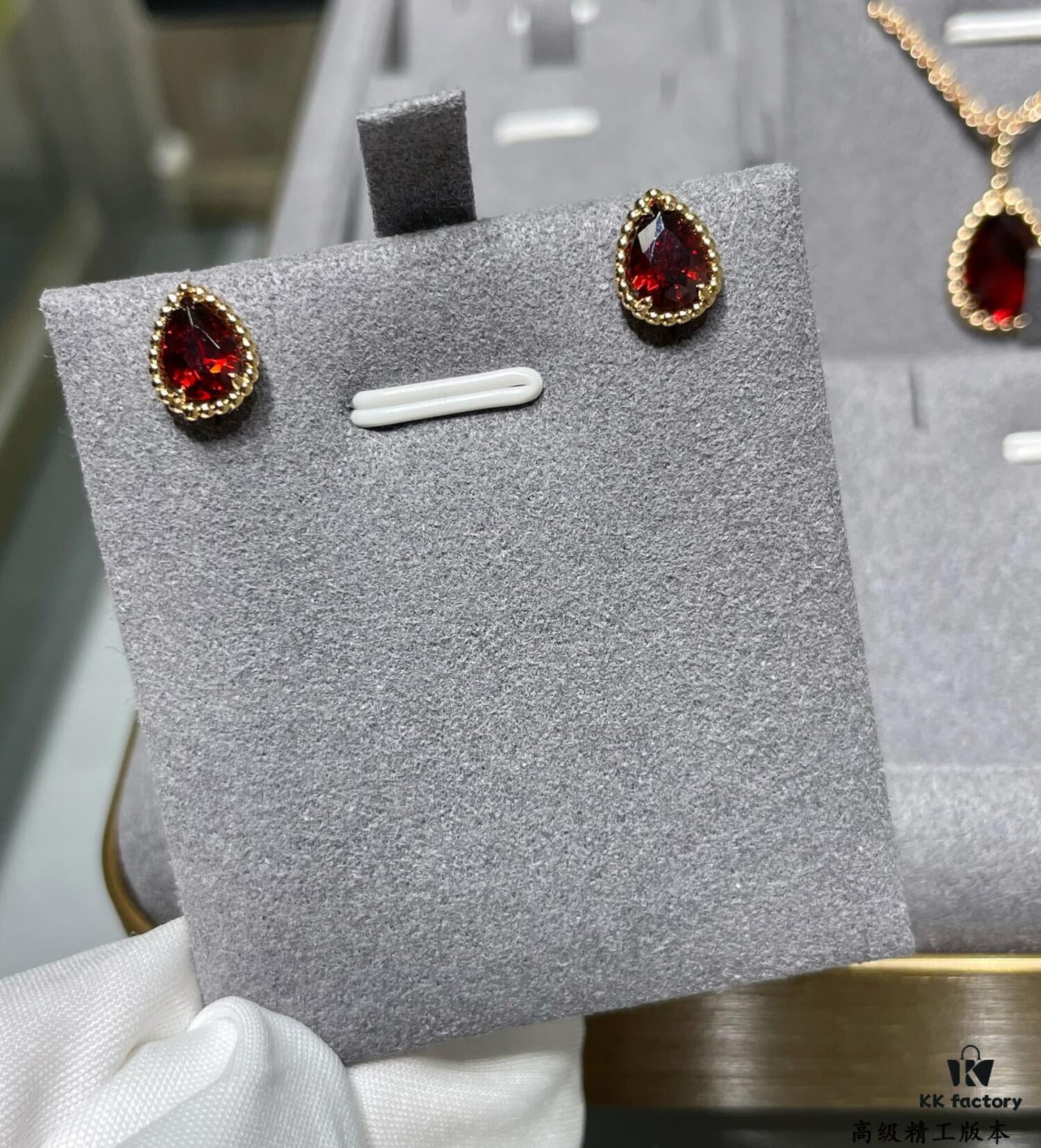 Boucheron Rose Garnet Single Teardrop Earrings, Bohemian Teardrop Inspired by 'Love and Protection'
