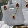 Boucheron Rose Garnet Single Teardrop Earrings, Bohemian Teardrop Inspired by 'Love and Protection'