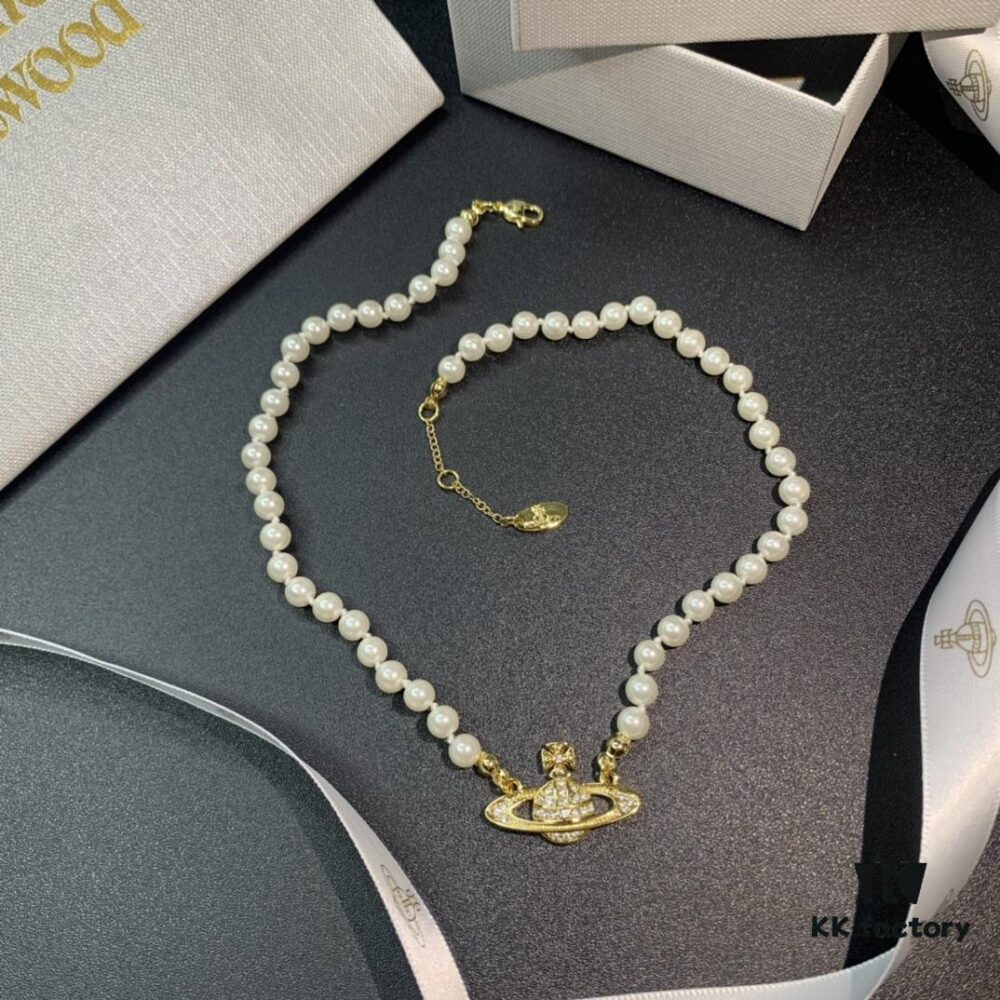 69300d3212f62673a6fabf04 Vivienne Westwood Saturn Pearl Necklace - Bracelet - Earrings