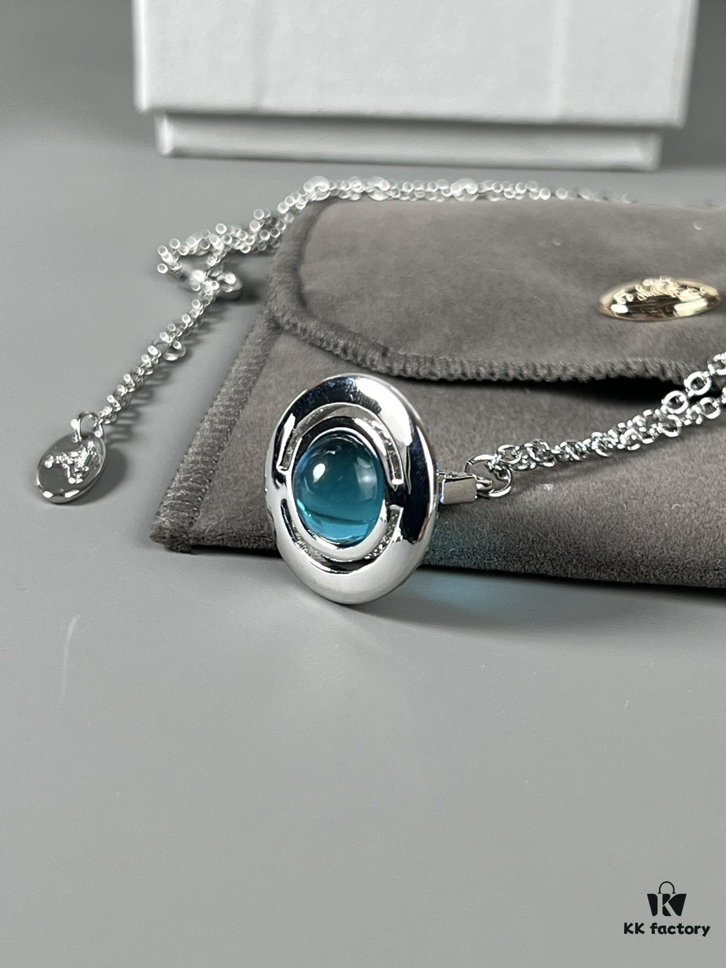 69300d3312f62673a6fabf07 Vivienne Westwood Saturn Necklace in Silver and Blue with Gradient Small Diamonds