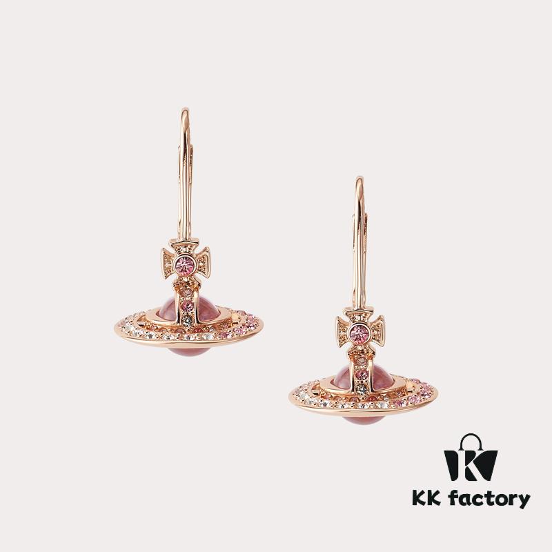 West Queen Gradient Crystal Earrings - Pink