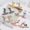West Grandma Black Crystal Diamond Platform Saturn Stud Earrings