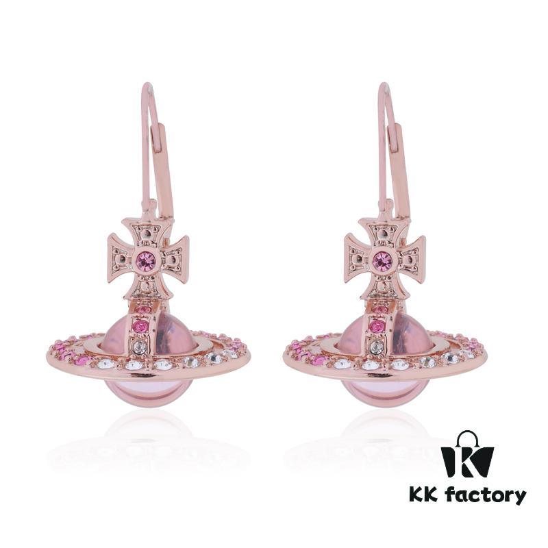 West Queen Gradient Crystal Earrings - Pink